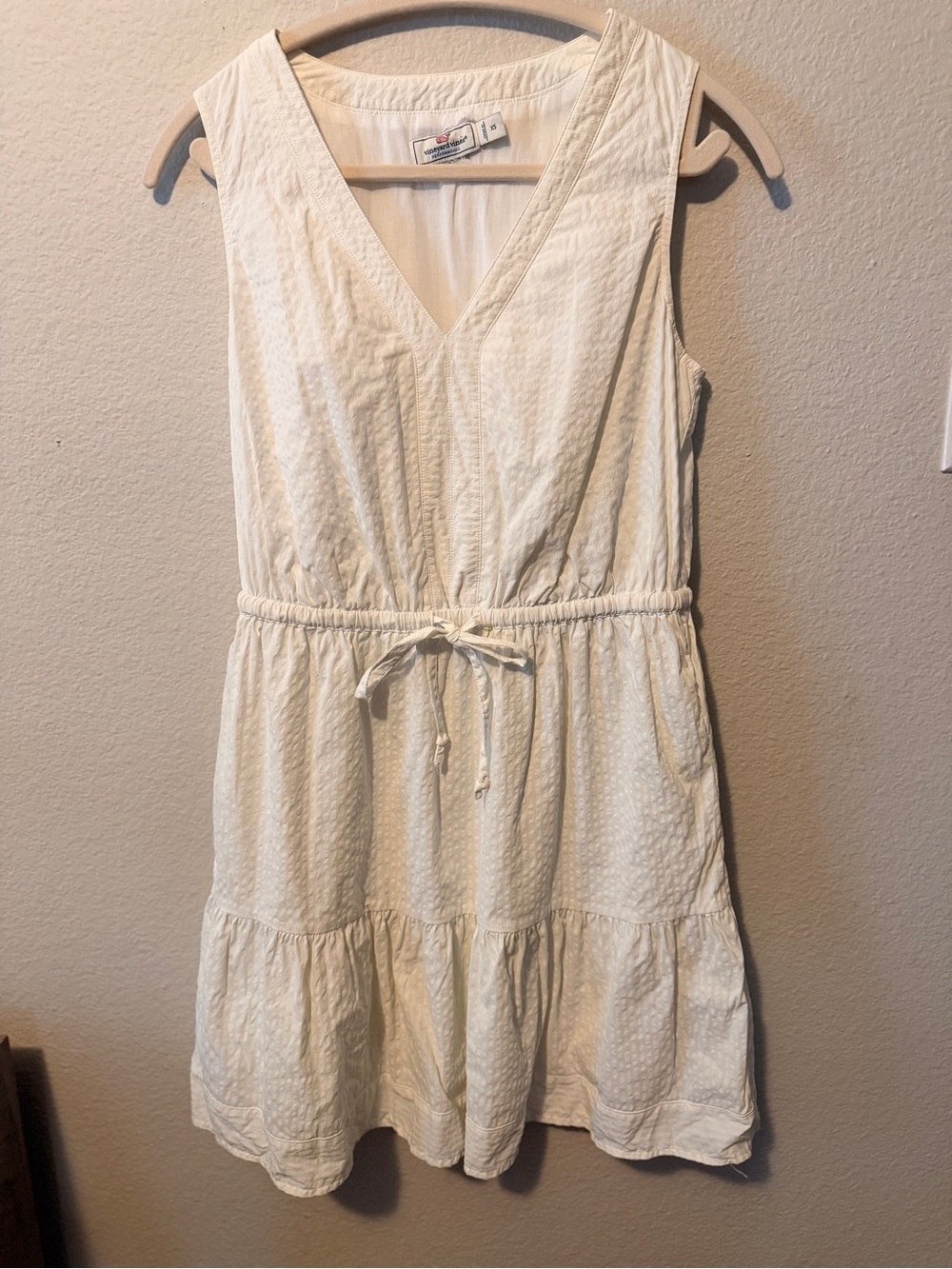 Vineyard Vines Cream Sleeveless V-Neck Midi Dress